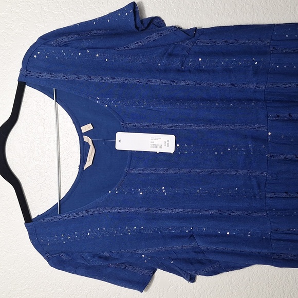 Soft Surroundings Kara Shimmer Dress Blue Maxi Midi Size 1X 18W 20W - Picture 3 of 6